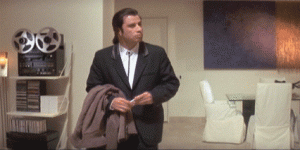 image of John Travolta in Pulp Fiction looking around a flat