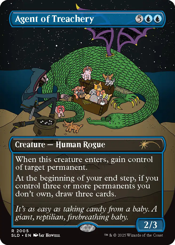 Agent of Treachery, a card from the Featuring: Jay Howell Secret Lair drop. Image credit: Wizards of the Coast