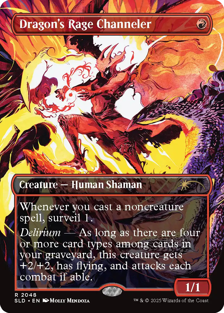 Dragon's Rage Channeler, one of the cards from the Everything Is On Fire drop. Image credit: Wizards of the Coast