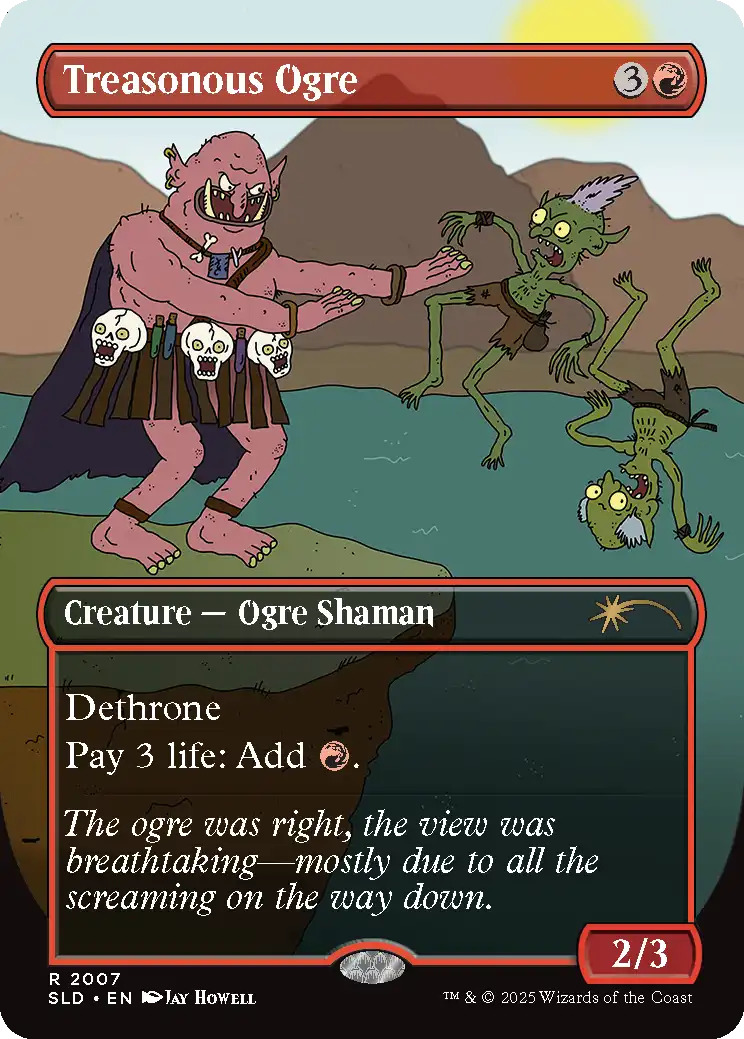 Treasonous Ogre, a card from the Featuring: Jay Howell Secret Lair drop. Image credit: Wizards of the Coast