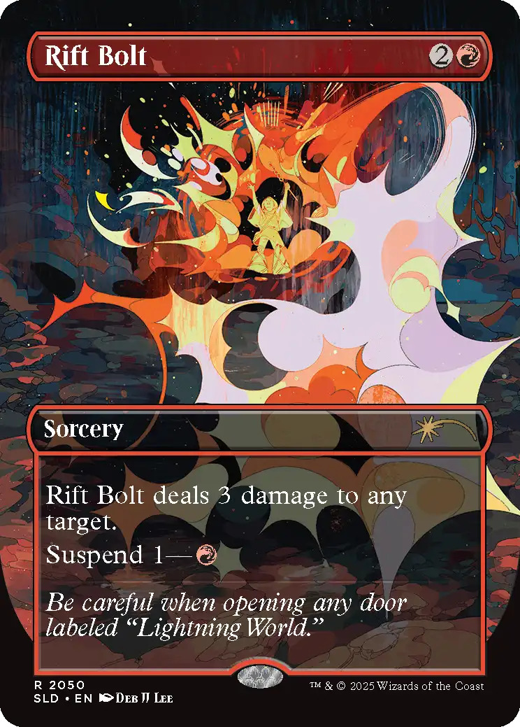 Rift Bolt, one of the cards from the Everything Is On Fire drop. Image credit: Wizards of the Coast