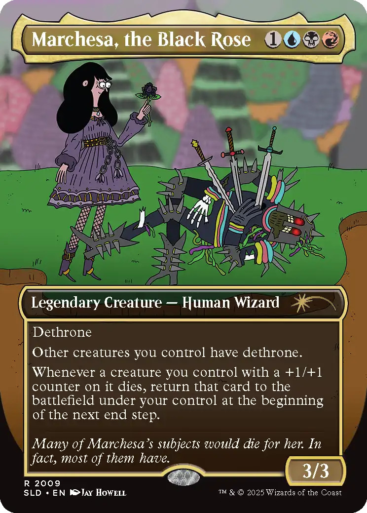 Marchesa, the Black Rose, a card from the Featuring: Jay Howell Secret Lair drop. Image credit: Wizards of the Coast