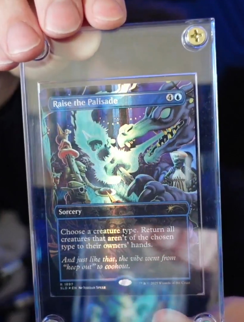 An image of CovertGoBlue's reveal of Raise the Palisade. Image credit: Wizards of the Coast and CovertGoBlue