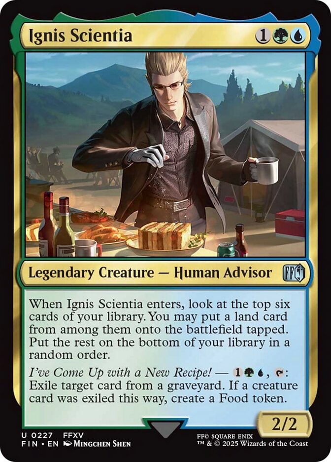 Ignis Scientia, a new card from Final Fantasy. Previewed late in the day on Wednesday, May 22nd. Image credit: Wizards of the Coast and Square Enix