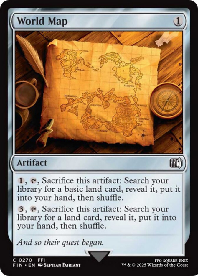 World Map, a new card from MTGFIN. Previewed late in the day on Wednesday, May 22nd. Image credit: Wizards of the Coast and Square Enix