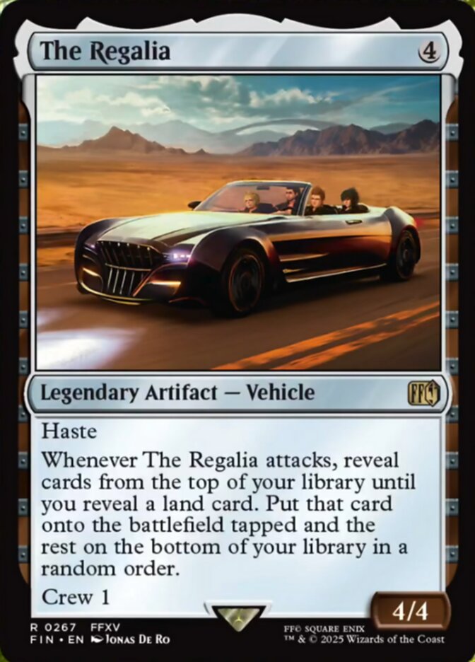 The Regalia, a new card from MTGFIN. Previewed late in the day on Wednesday, May 22nd. Image credit: Wizards of the Coast and Square Enix