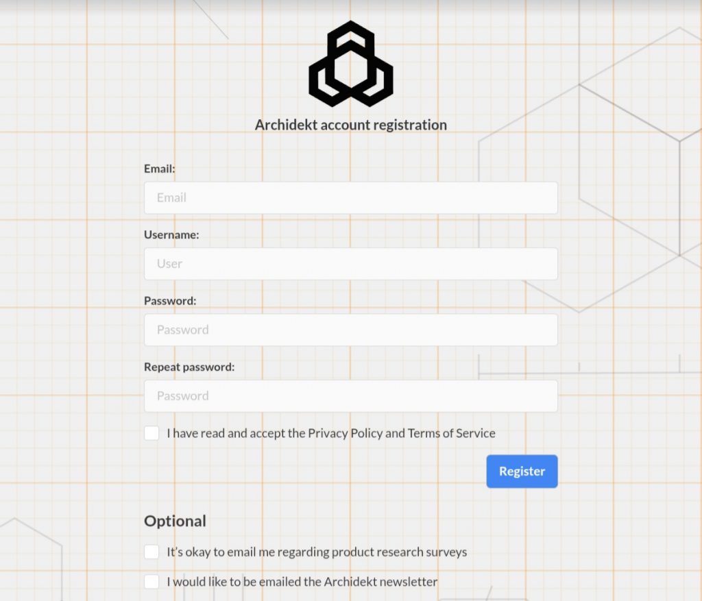 A screen shot of the account creation page for Archidekt.
