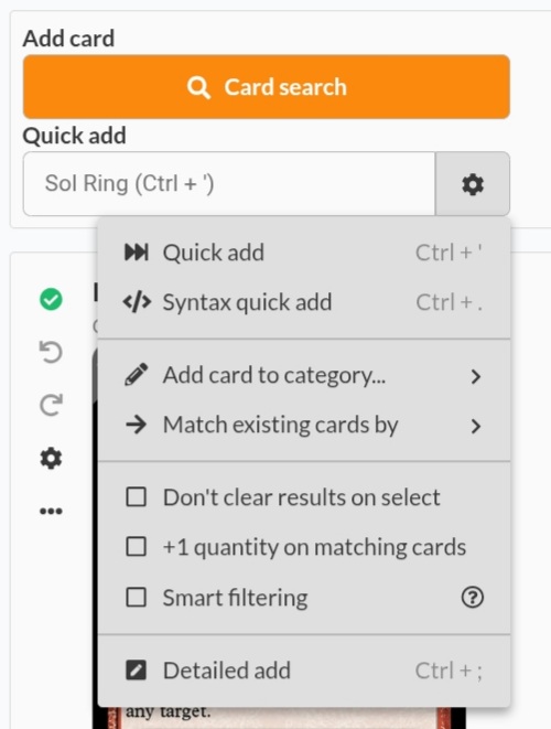 A screenshot of the search bar on the deck page.