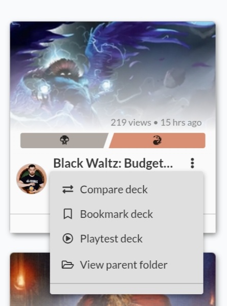 A screenshot of a deck thumbnail with expanded options.