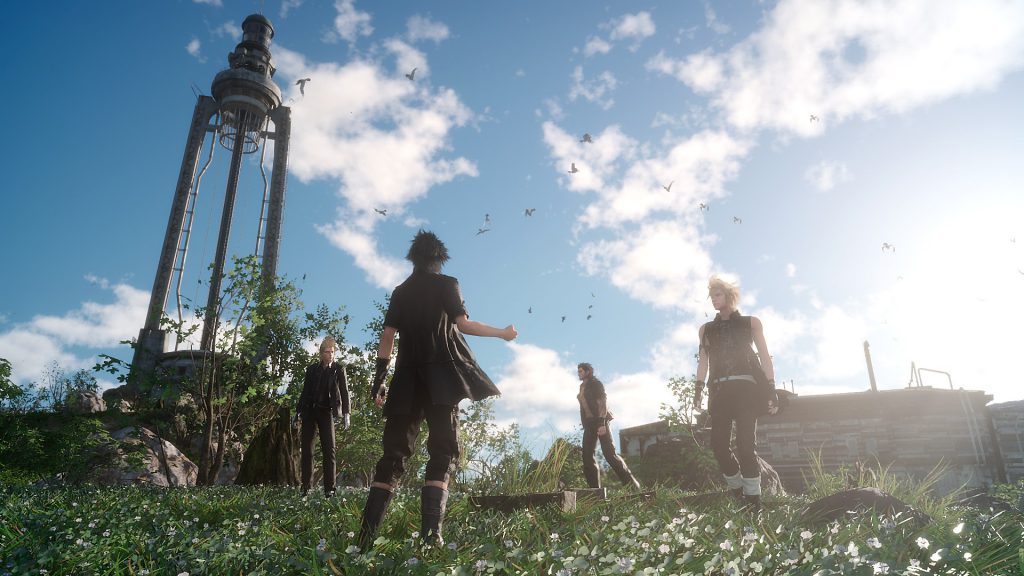 image of Noctis and the crew in a sunlit area