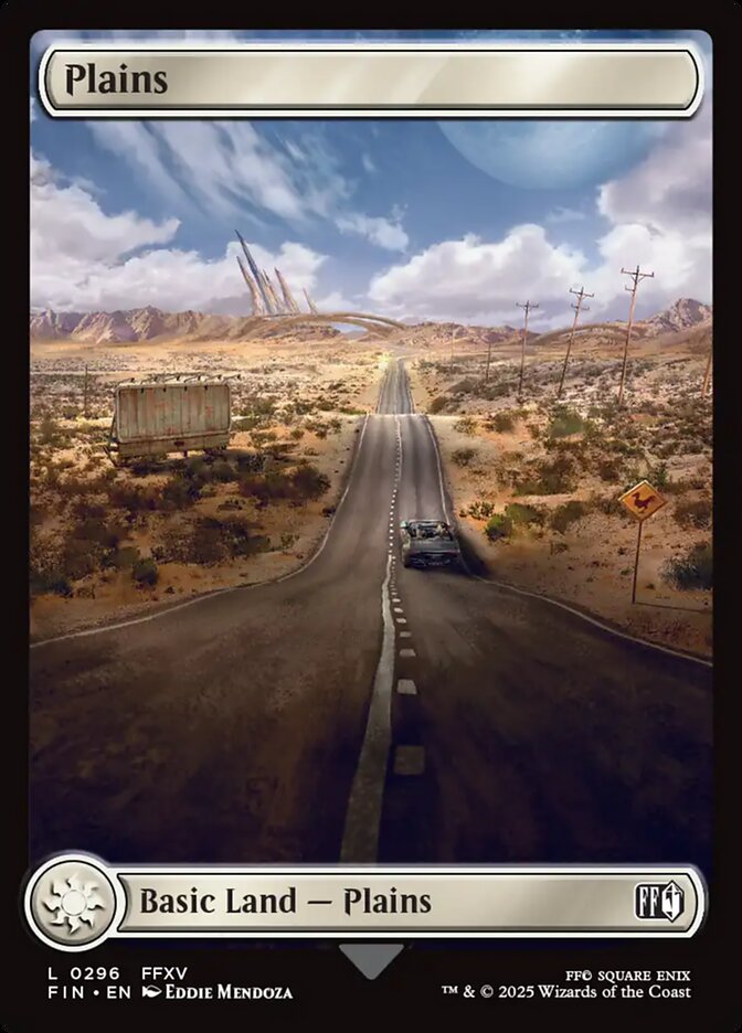 plains art from the Final Fantasy set depicting the Regalia on the road