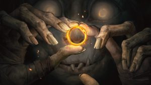 Gollum holding the ring