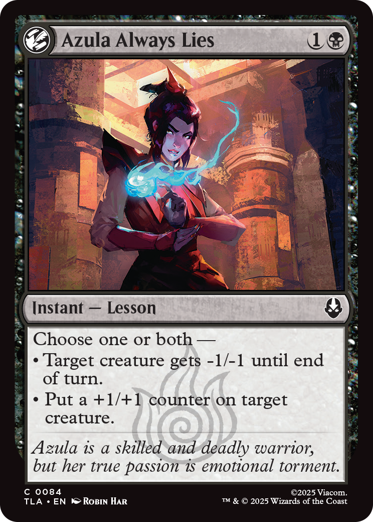 Azula Always Lies. Image credit: Wizards of the Coast and Viacom