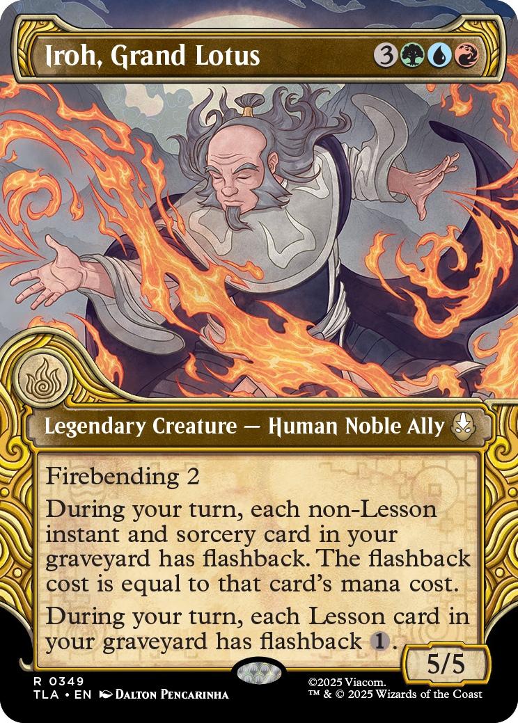 Iroh, Grand Lotus in his "Elemental" borderless treatment. Image credit: Wizards of the Coast and Viacom