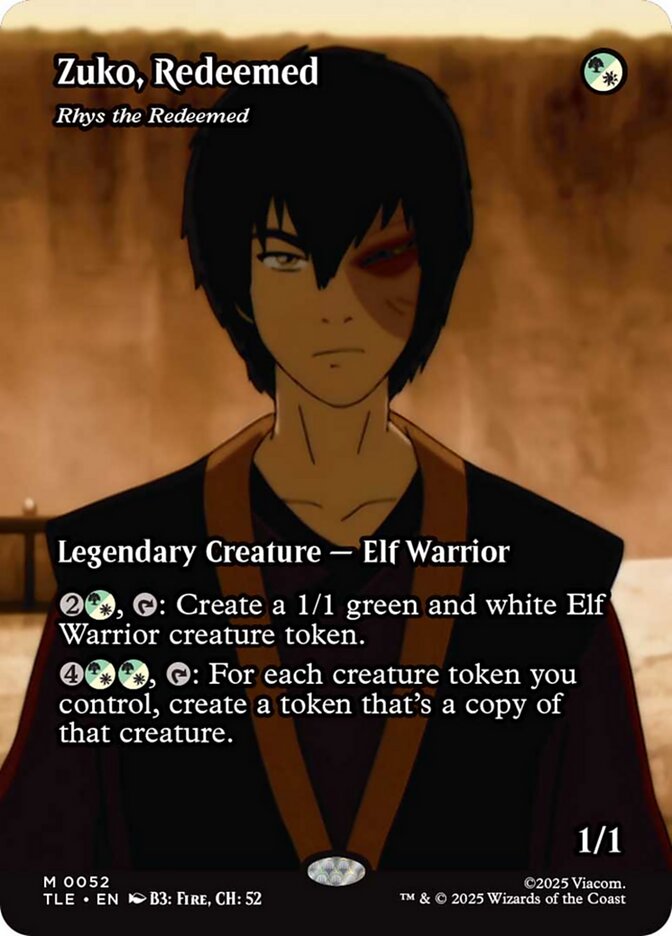 Rhys, the Redeemed, as "Zuko, Redeemed". Image credit: Wizards of the Coast and Viacom