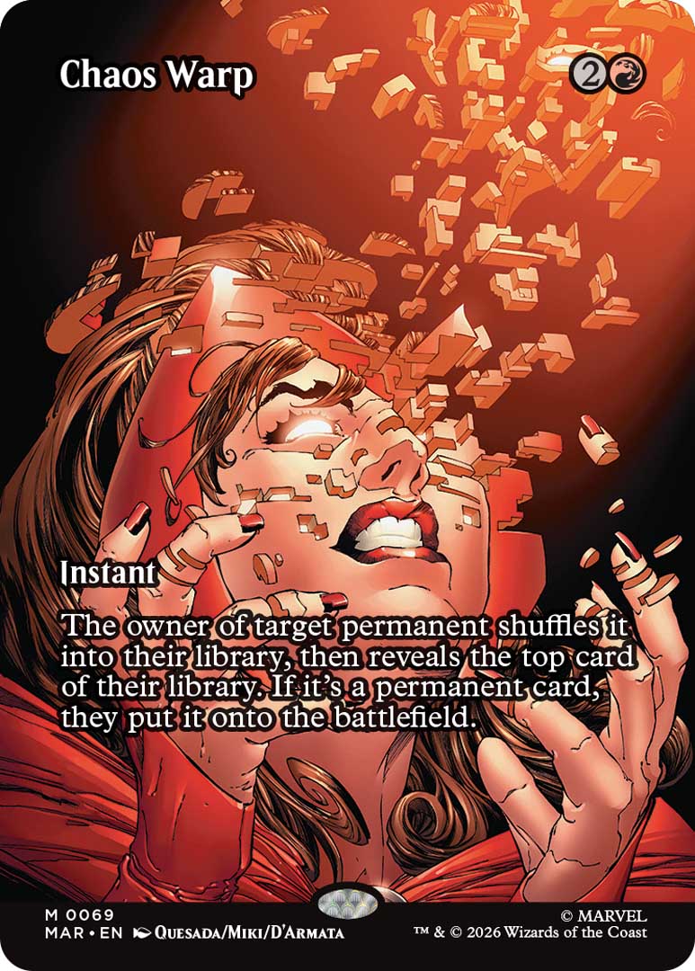 Chaos Warp, showing Scarlet Witch during the "House of M" arc. Image credit: Wizards of the Coast and Marvel