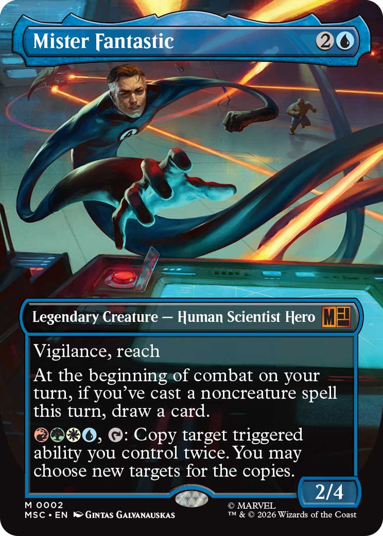 Mister Fantastic, a card from the Marvel Super Heroes Commander decks. Image credit: Wizards of the Coast and Marvel