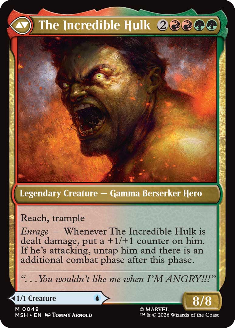 The Incredible Hulk, the rear face of Bruce Banner. Image credit: Wizards of the Coast