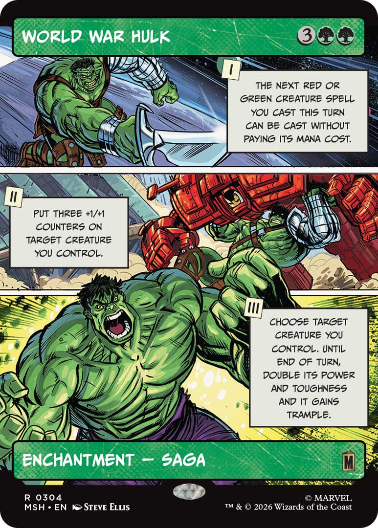 Panel showcase of World War Hulk. Image credit: Wizards of the Coast and Marvel