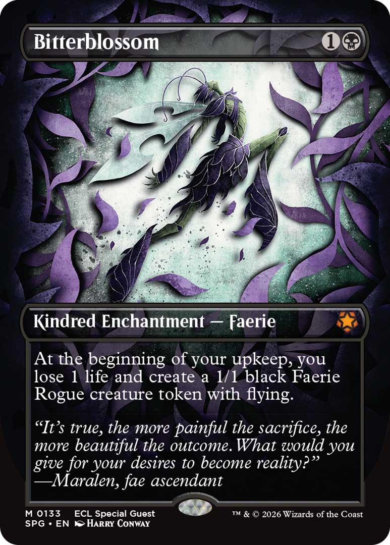 Bitterblossom Special Guest card. Image credit: Wizards of the Coast