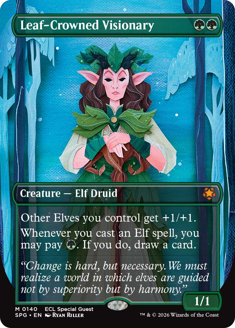 Leaf-Crowned Visionary Special Guest card. Image credit: Wizards of the Coast